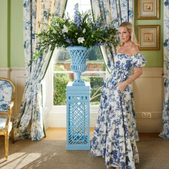 Adelaide Blue Lattice Urn & Pedestal