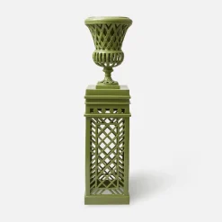 Adelaide Green Lattice Urn & Pedestal