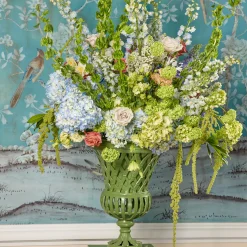 Adelaide Green Lattice Urn & Pedestal