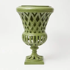 Adelaide Green Lattice Urn & Pedestal