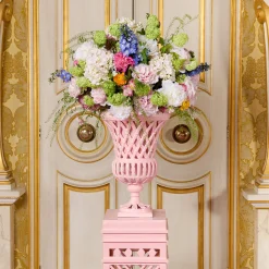 Adelaide Pink Lattice Urn & Pedestal