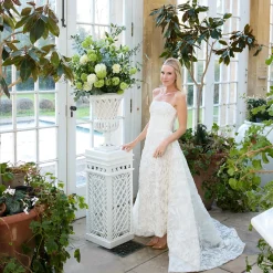 Adelaide White Lattice Urn & Pedestal