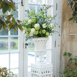 Adelaide White Lattice Urn & Pedestal