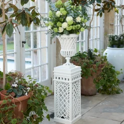 Adelaide White Lattice Urn & Pedestal