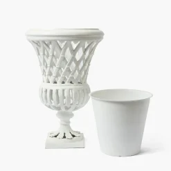 Adelaide White Lattice Urn & Pedestal