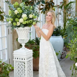 Adelaide White Lattice Urn & Pedestal