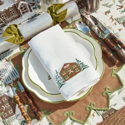 Alpine Chalet White Linen Napkins (Set of 4)