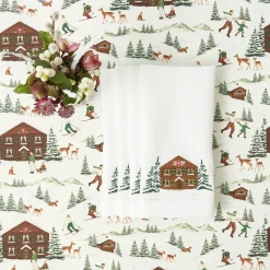 Alpine Chalet White Linen Napkins (Set of 4)