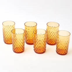 Amber Hobnail Glasses (Set of 6)