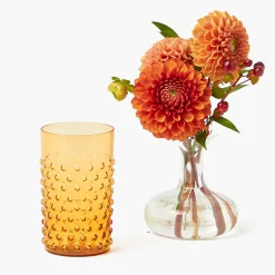 Amber Hobnail Glasses (Set of 6)