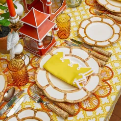 Amber Hobnail Jug and Glasses (Set of 6)
