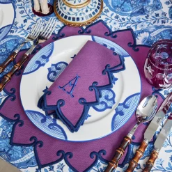 Angelina Aubergine & Blue Napkins (Set of 4)