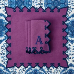 Angelina Aubergine & Blue Napkins (Set of 4)