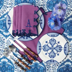 Angelina Aubergine & Blue Napkins (Set of 4)
