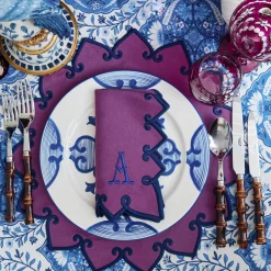 Angelina Aubergine & Blue Napkins (Set of 4)