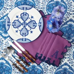 Angelina Aubergine & Blue Napkins (Set of 4)