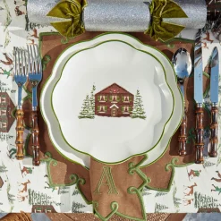 Angelina Chestnut & Green Placemats & Napkins (Set of 4)