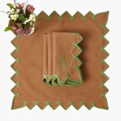 Angelina Chestnut & Green Napkins (Set of 4)