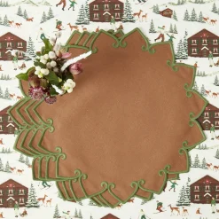 Angelina Chestnut & Green Placemats (Set of 4)