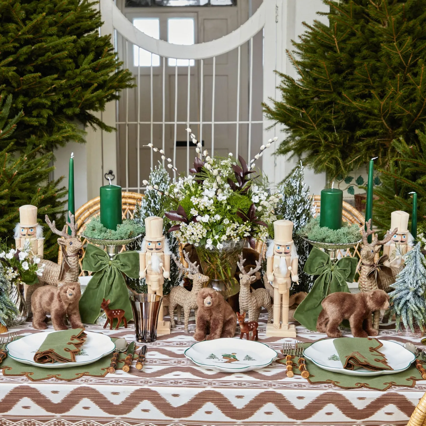 Angelina Forest Green & Brown Napkins (Set of 4)