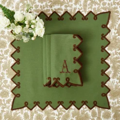 Angelina Forest Green & Brown Napkins (Set of 4)