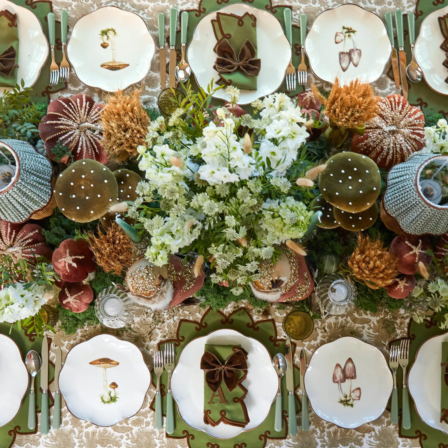 Angelina Forest Green & Brown Napkins (Set of 4)