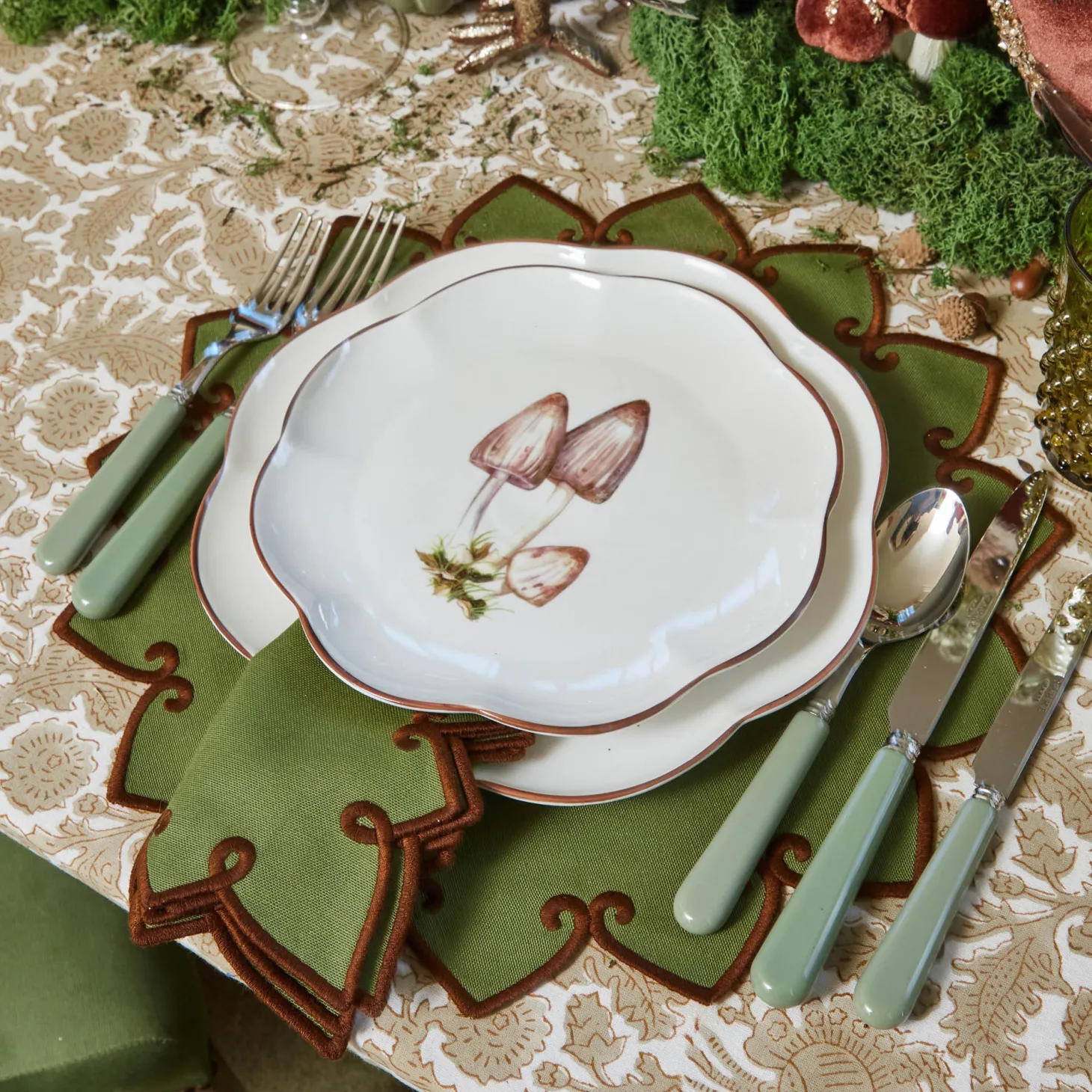 Angelina Forest Green & Brown Napkins (Set of 4)