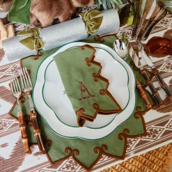 Angelina Forest Green & Brown Napkins (Set of 4)