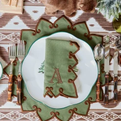 Angelina Forest Green & Brown Placemats (Set of 4)