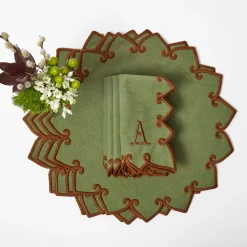 Angelina Forest Green & Brown Placemats & Napkins (Set of 4)