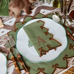 Angelina Forest Green & Brown Placemats & Napkins (Set of 4)