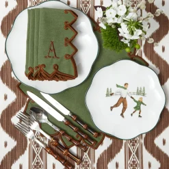 Angelina Forest Green & Brown Placemats & Napkins (Set of 4)