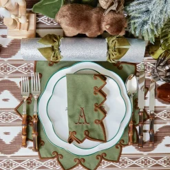 Angelina Forest Green & Brown Placemats & Napkins (Set of 4)