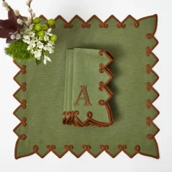 Angelina Forest Green & Brown Placemats & Napkins (Set of 4)
