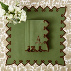 Angelina Forest Green & Brown Placemats & Napkins (Set of 4)