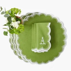 Apple Green Isabella Round Placemats & Napkins (Set of 4)