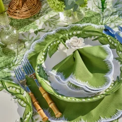 Apple Green Isabella Round Placemats & Napkins (Set of 4)