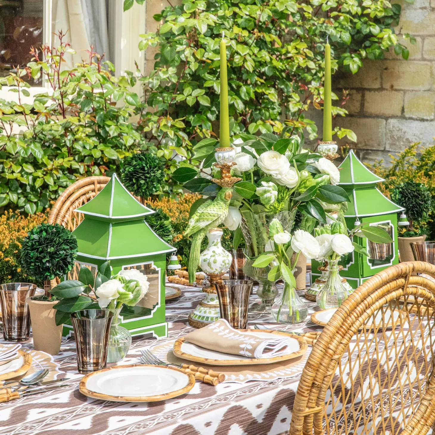 Apple Green Pagoda Lantern Set
