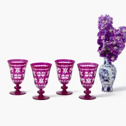 Aubergine Anita Engraved Wine Glass (Set of 4)