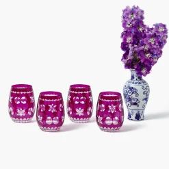 Aubergine Anita Engraved Glass (Set of 4)