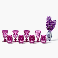 Aubergine Anita Engraved Glassware (Set of 8)
