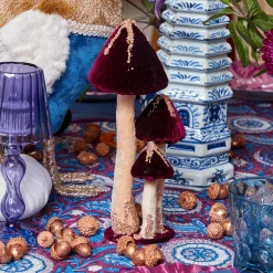 Aubergine Glitter Velvet Mushroom Family