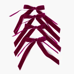 Aubergine Velvet Bow (Set of 4) - 20cm