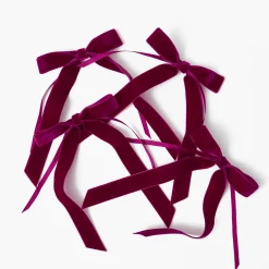 Aubergine Velvet Bow (Set of 4) - 20cm