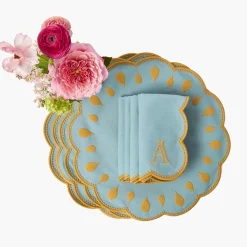 Bettina Blue & Caramel Placemats & Napkins (Set of 4)