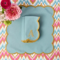 Bettina Blue & Caramel Placemats & Napkins (Set of 4)