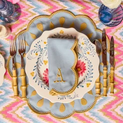 Bettina Blue & Caramel Placemats & Napkins (Set of 4)