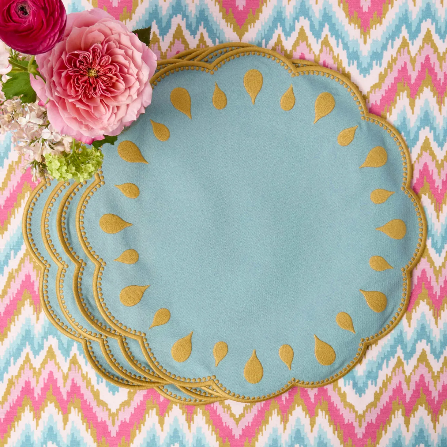 Bettina Blue & Caramel Placemats (Set of 4)