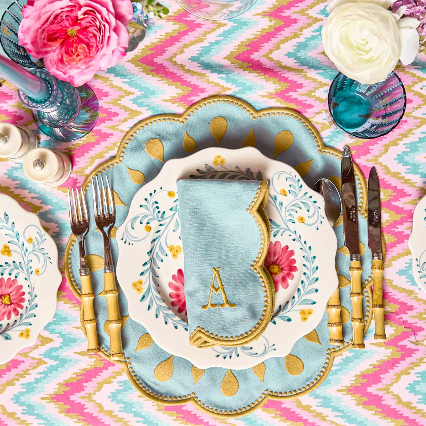 Bettina Blue & Caramel Placemats (Set of 4)