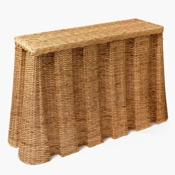 Bettina Box Pleated Rattan Console Table